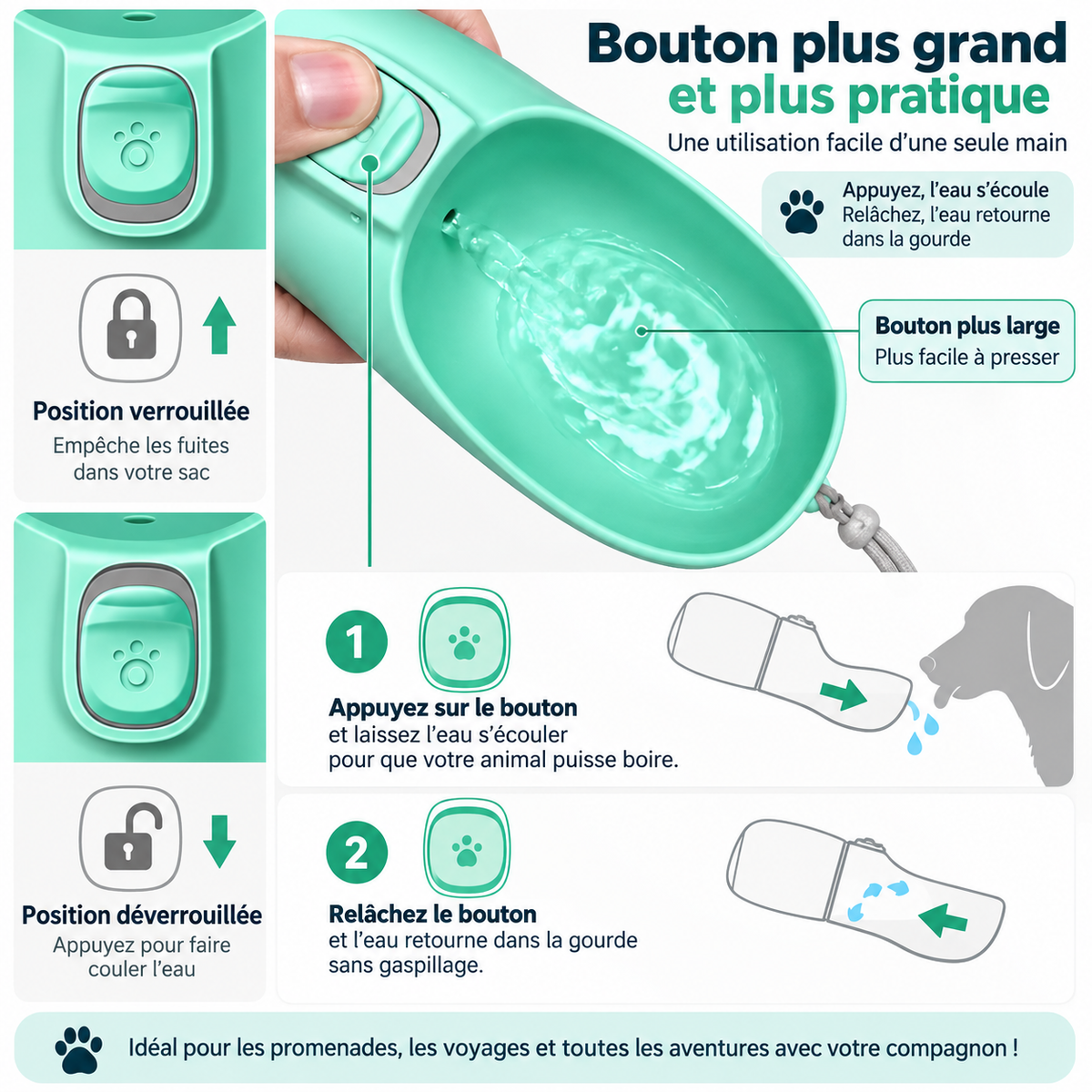 Gourde Pliable pour Chien - Gamelle de Voyage Portable
