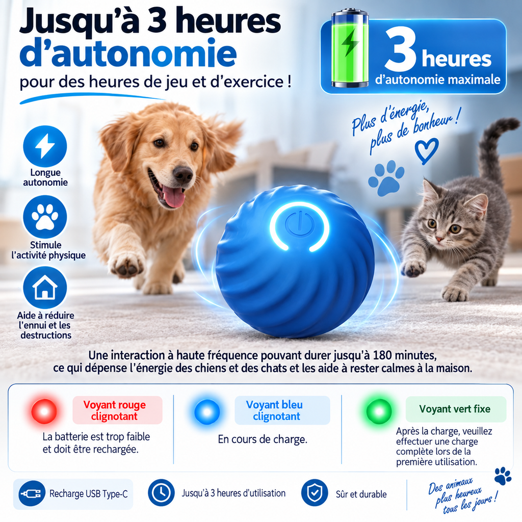 Balle Roulante Interactive pour Chien - Jouet Intérieur
