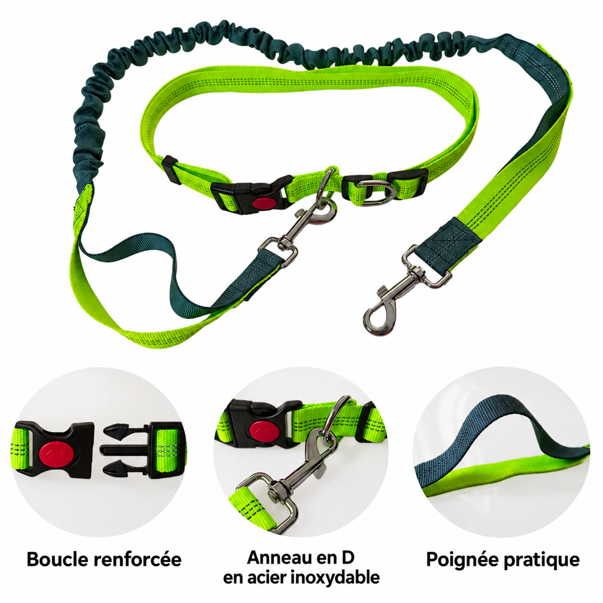 Laisse Mains-Libres pour Chien - Ceinture de Jogging Réglable